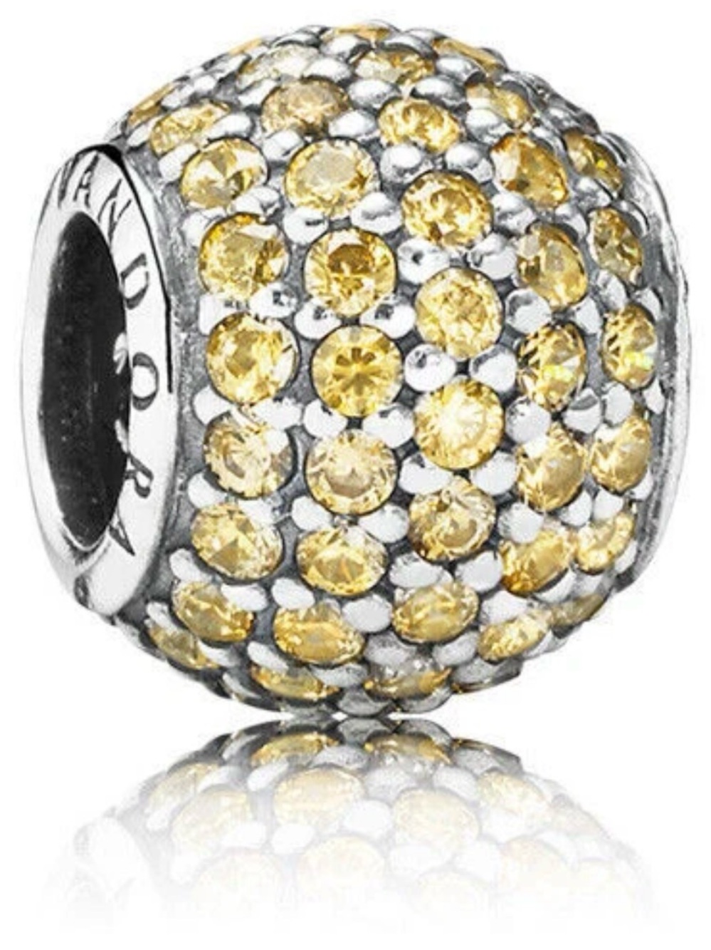 Pandora Jewelry Golden Lights Charm Sterling Silver Yellow Zirconia Retired
